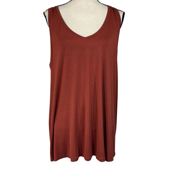 Lane Bryant SZ 18/20 A-Line Tank Top Sleeveless V-Neck Stretch Dark Brick Brown - Picture 1 of 7